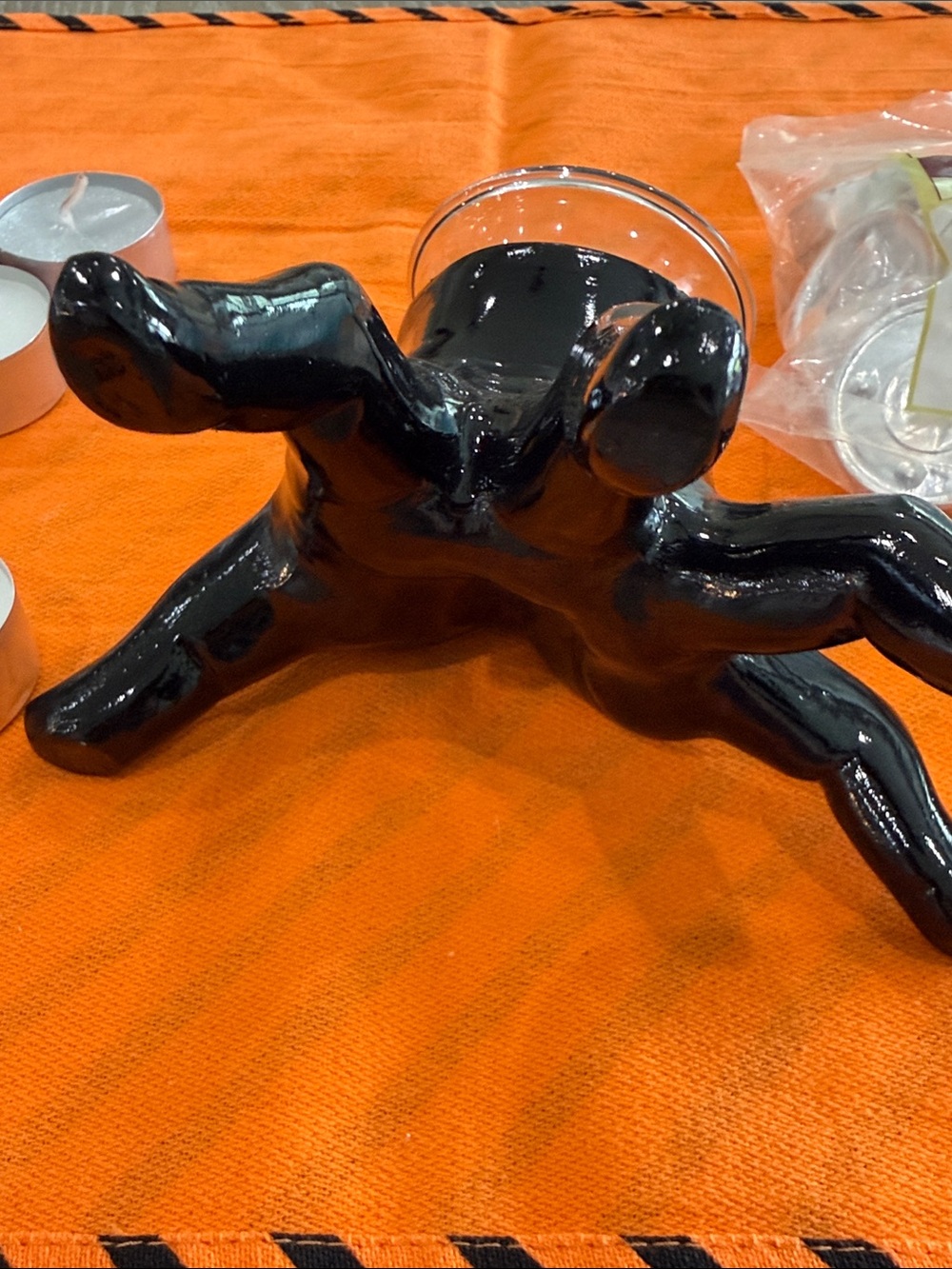 HYDE & EEK! Black Ceramic Hand Tealight Candle Holder w/30 tealights NWOT - Picture 7 of 13